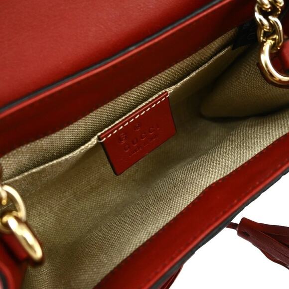 GUCCI Soft Microguccissima Mini Emily Chain Shoulder Bag Rosso - Picture 4 of 7